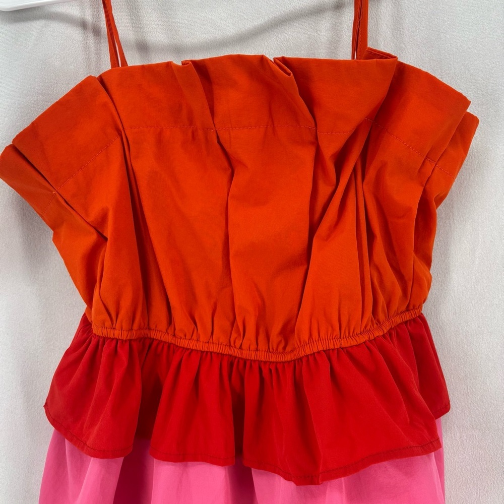 TCEC Colorblock Ruffled Tank Top in Orange and Pink - Picture 6 of 9